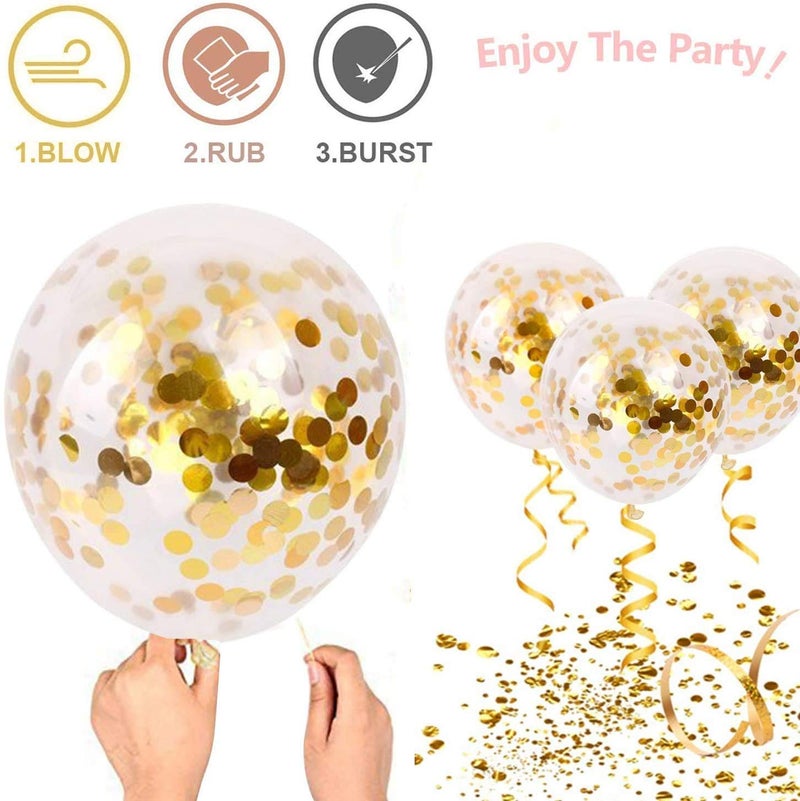 Zesliwy Black and Gold Confetti Balloons, 50 Pack Gold Metallic and Black Latex Balloons for Birthday Graduation Annivesary New Year Party Decorations. - Image 3